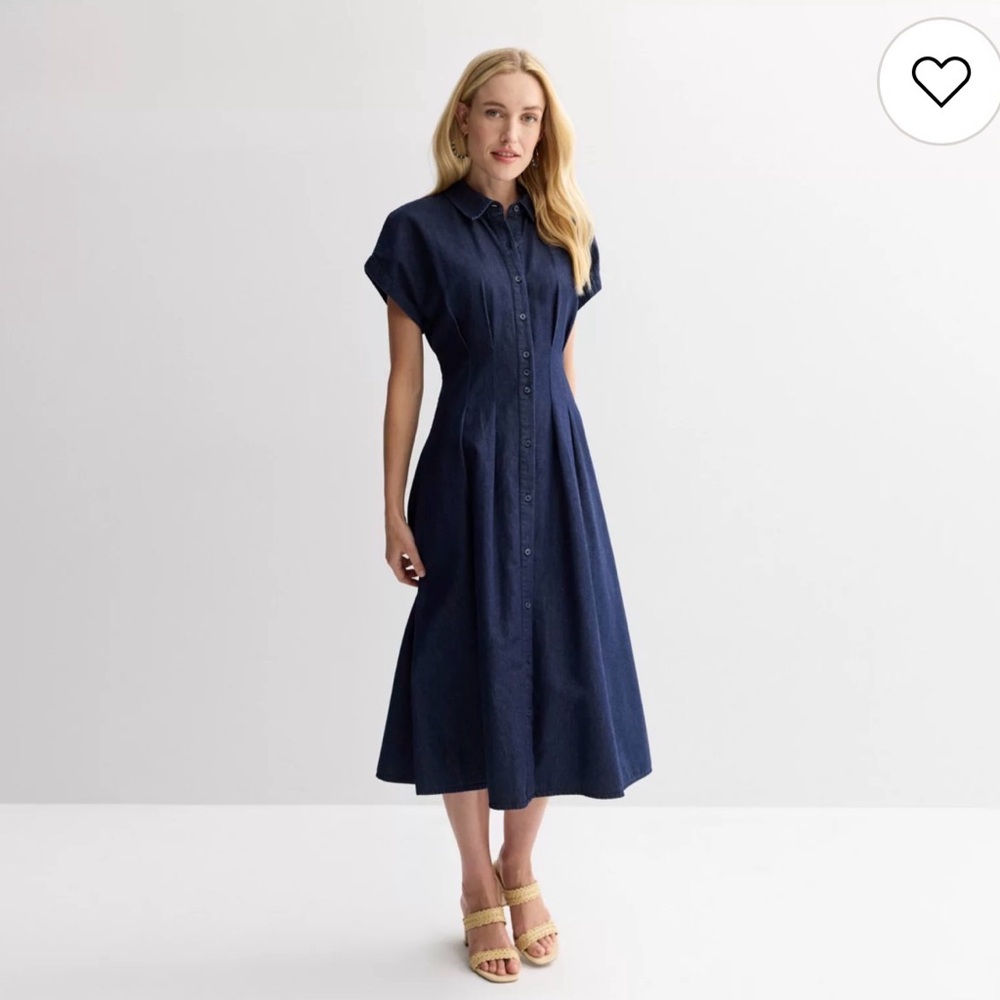 Tommy Hilfiger Navy Button-Front Midi Dress
